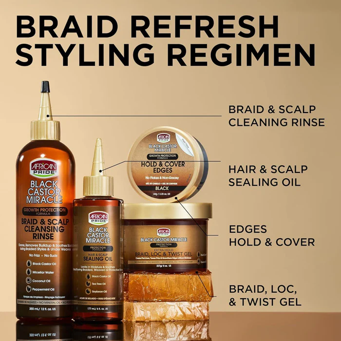 African Pride Black Castor Miracle Braid Loc & Twist Gel 8 oz - Image 4