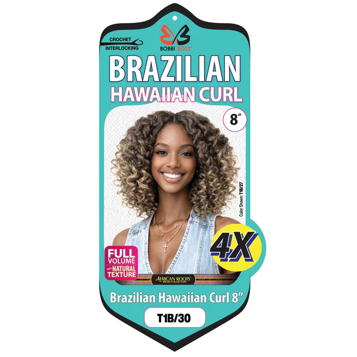 Bobbi Boss Brazilian Pre-Looped Crochet Braids - HAWAIIAN CURL 8" 4X - Image 3