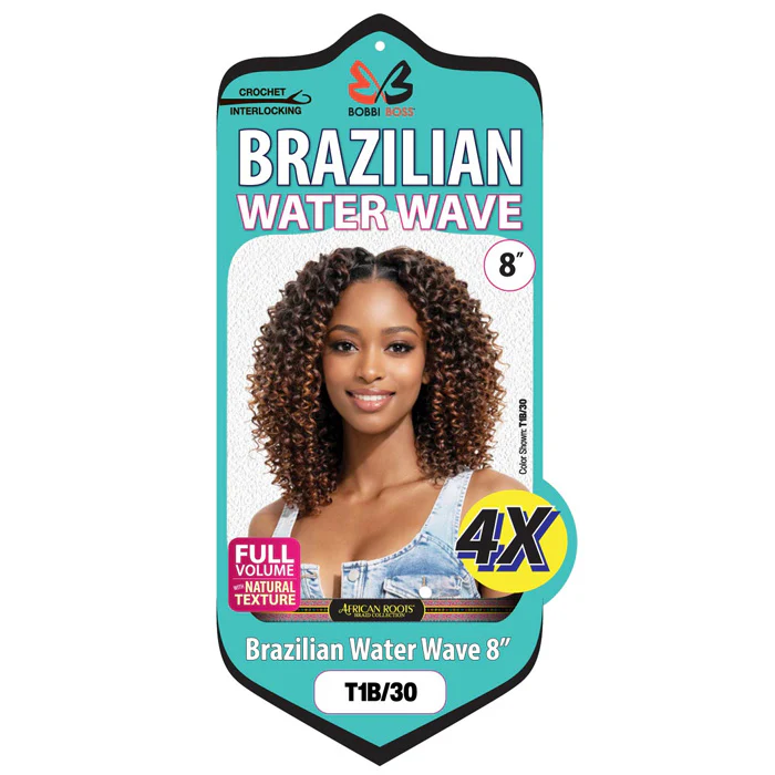 Bobbi Boss Brazilian Pre-Looped Crochet Braids - WATER WAVE 8" 4X - Image 3