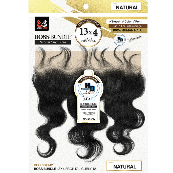 Bobbi Boss Bundle 100% Virgin Human Hair 13X4 HD Lace Closure - CURLY 12"