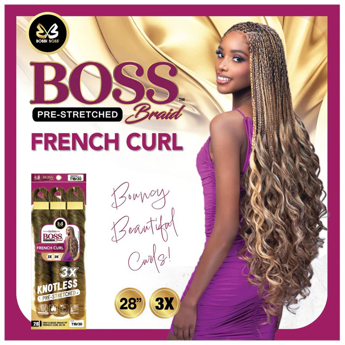 Bobbi Boss Knotless Pre-Stretched Braid - 3X FRENCH CURL 28" - Image 7
