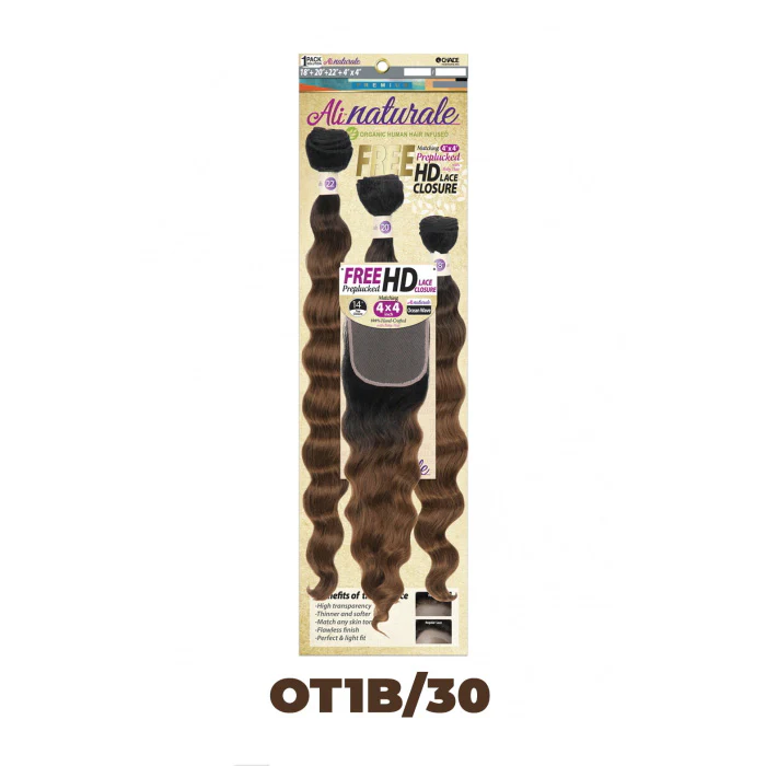 Chade AliNaturale Weave + HD Lace 4X4 Closure 14" - OCEAN WAVE 18/20/22" - Image 4