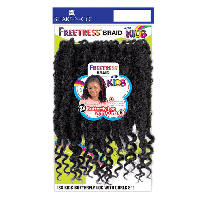 Freetress 3X Kids Pre-Looped Crochet Braid - BUTTERFLY LOC WITH CURLS 8" - Image 3