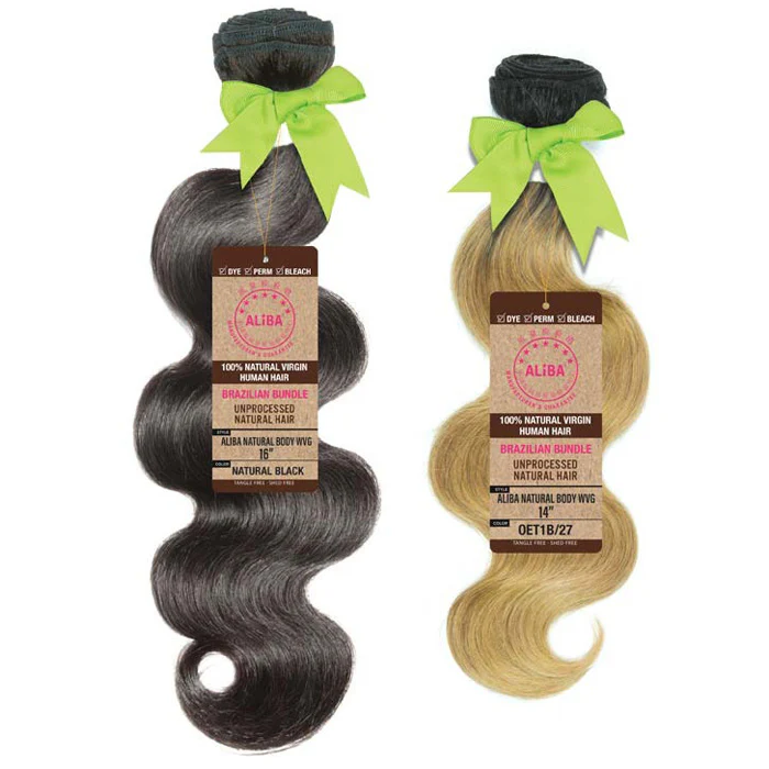Janet Collection Aliba Brazilian Bundle 100% Natural Virgin Human Hair Weave - NATURAL BODY WVG 10-18" - Image 3