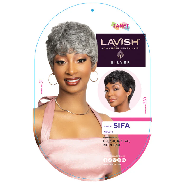 Janet Collection Lavish 100% Virgin Human Hair Silver Full Wig - SIFA - Image 4