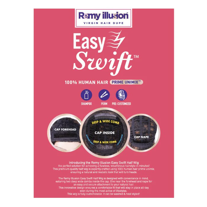 Janet Collection Remy Illusion Easy N Swift 100% Human Hair Prime Unimix Half Wig - OSLO - Image 8