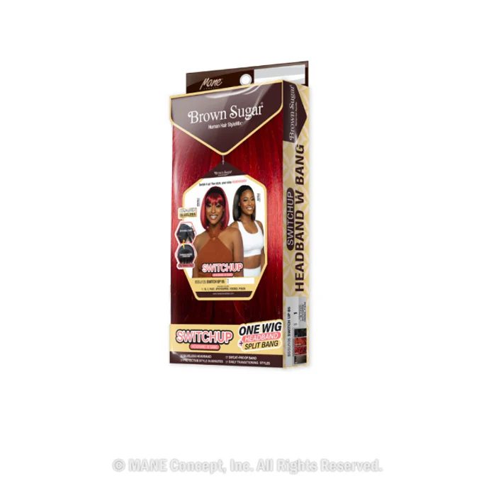 Mane Concept Brown Sugar SwitchUp Human Hair Style Mix Glueless Half Wig Detachable Bang- BSSU105 SWITCH UP 05 - Image 5