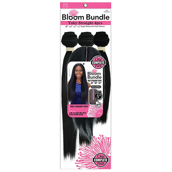 Mayde Beauty Bloom Bundle Weave - YAKY STRAIGHT 18/20/22" 4 PCS + CLOSURE - Image 3