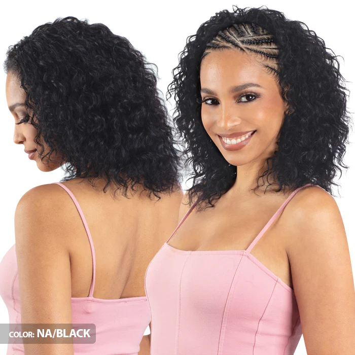 Model Model Nude Brazilian Natural 100% Human Hair Drawstring Full Cap Half Wig - DEEP CURL 16" - Image 2