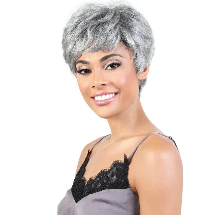 Motown Tress Human Hair Silver Gray Collection Full Wig - SH AISHA - Image 3