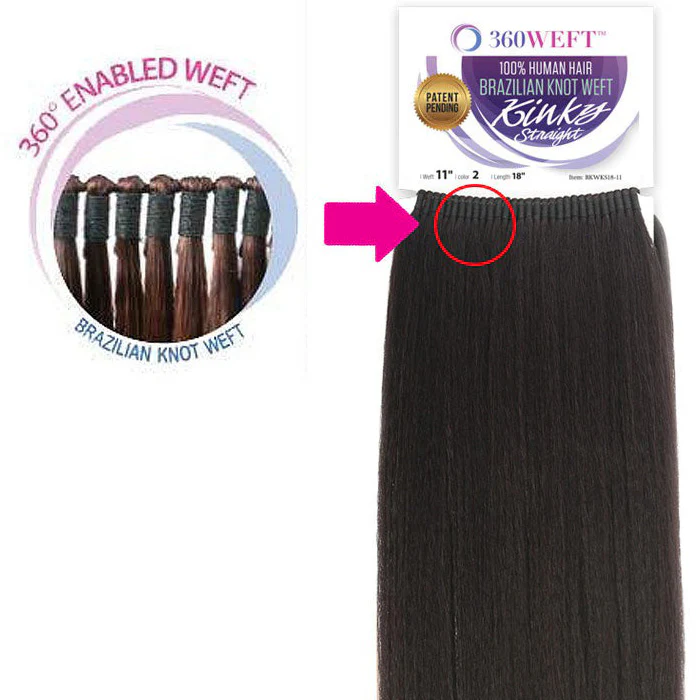 New Born Free 360 Weft 100% Human Hair Brazilian Knot Weft Weave - KINKY STRAIGHT 18" - Image 2