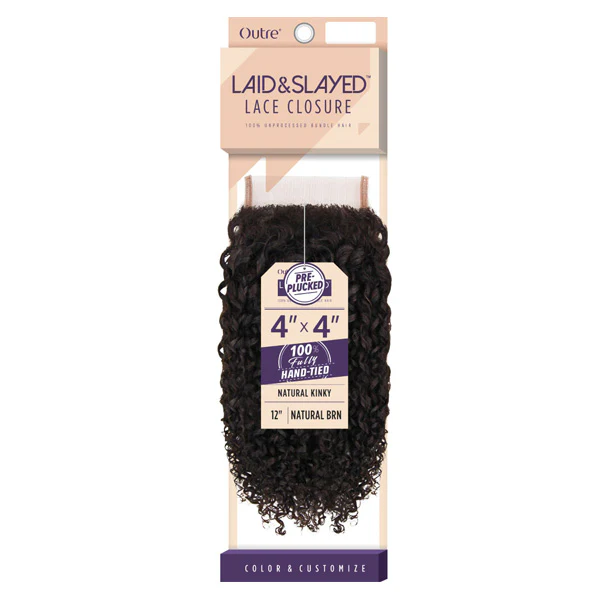 Outre 100% Non-Processed Bundle Hair Laid & Slayed 4X4 Lace Closure - NATURAL KINKY 10-14"