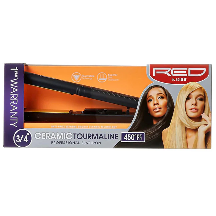 Red Ceramic Hot Styler Ceramic Tourmaline Flat Iron 3/4 inch - Image 3
