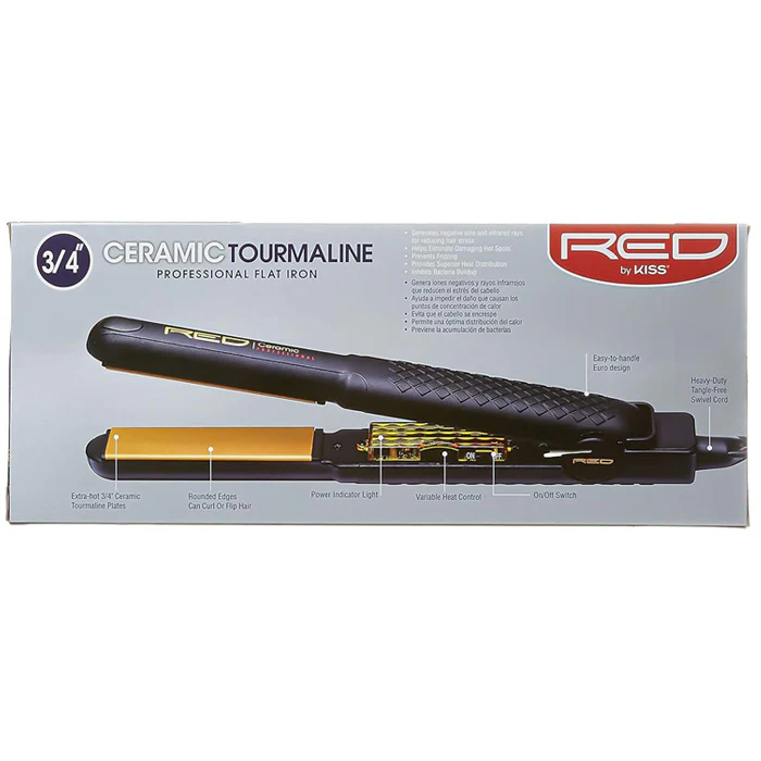 Red Ceramic Hot Styler Ceramic Tourmaline Flat Iron 3/4 inch - Image 4