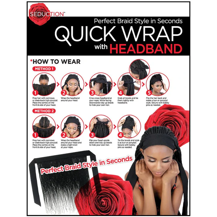 Seduction Quick Wrap with Headband Wig - BOX BRAID with BANG 30" - WRAP.BNG30 - Image 4