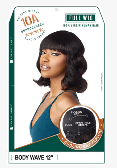 Sensationnel 10A Unprocessed 100% Virgin Human Hair Full Wig - BODY WAVE 12" - Image 5