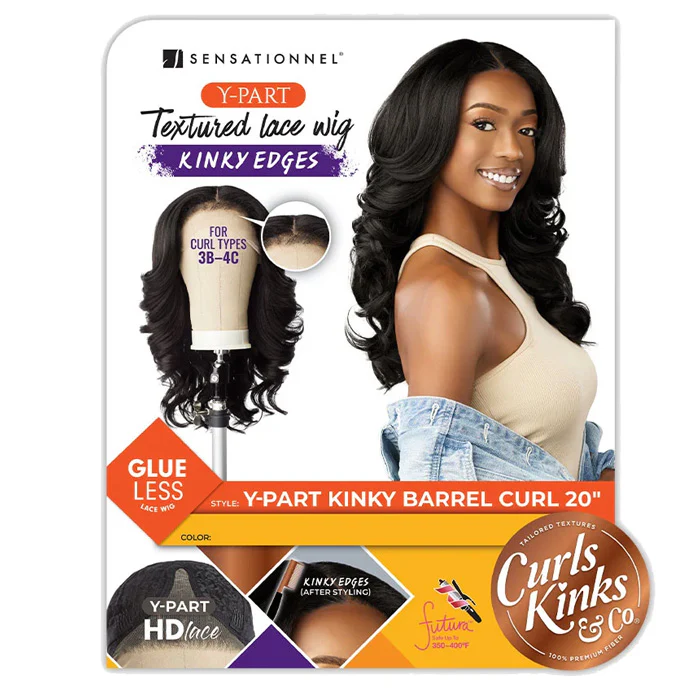 Sensationnel Curls Kinks Glueless Kinky Edges Textured HD Lace Part Wig - Y-PART KINKY BARREL CURL 20" - Image 5
