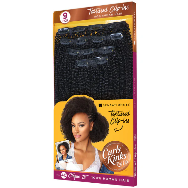 Sensationnel Human Hair Curls Kinks & CO Textured Clip In Extension Weave - HH 4C CLIQUE 9PCS (14-18 Inch) - Image 5