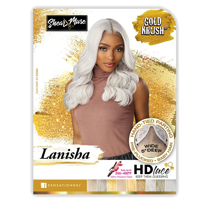 Sensationnel Shear Muse Gold Krush Glueless Wide 5" Deep Pre-Plucked HD Lace Front Wig - LANISHA - Image 4