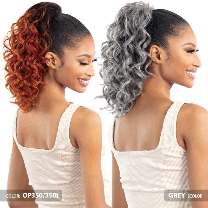 Shake N Go Que Human Hair Blend Drawstring Ponytail - Q-LOOSE DEEP 14" - Image 2