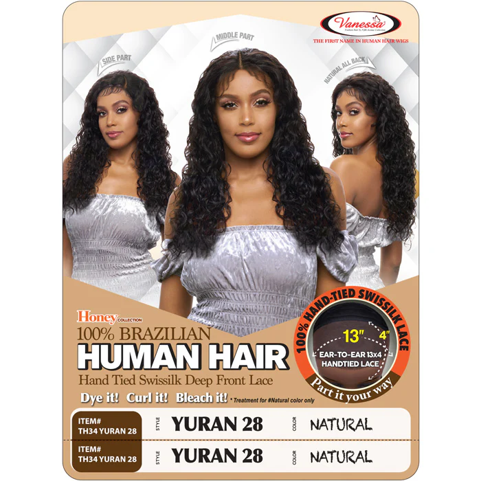 Vanessa Honey-C 100% Brazilian Human Hair Swissilk Deep 13x4 Frontal Lace Wig - YURAN 28 - Image 5