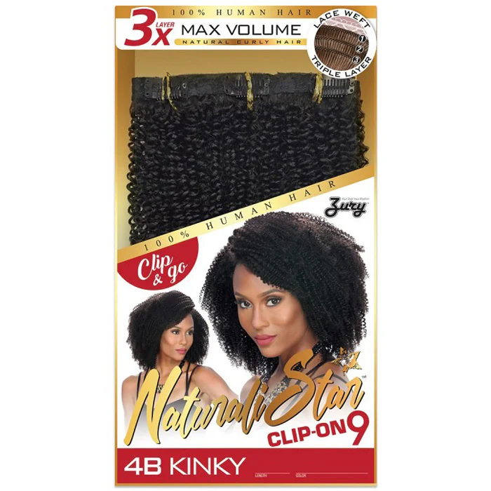 Zury Sis Naturali Star 100% Human Hair Clip-On 9 Weave - 4B KINKY 9 PCS - Image 3